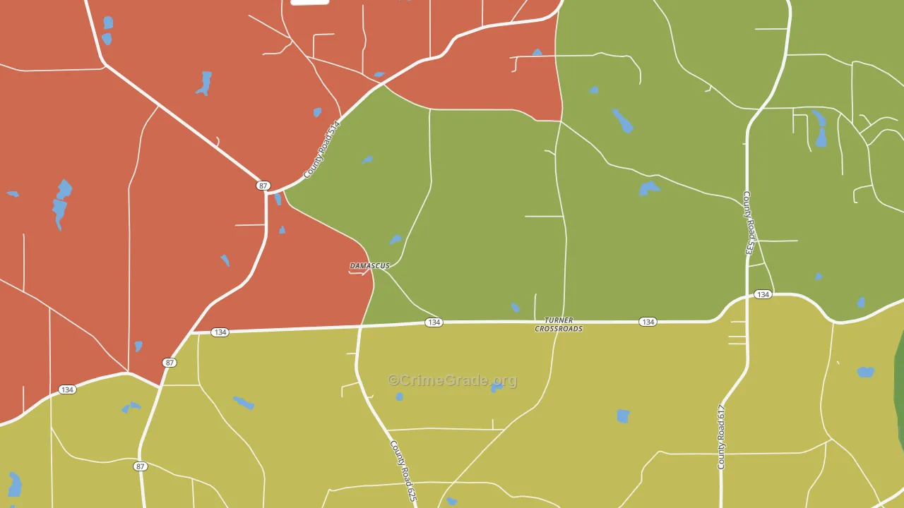 Turner Crossroads, AL Map of Arson Rates
