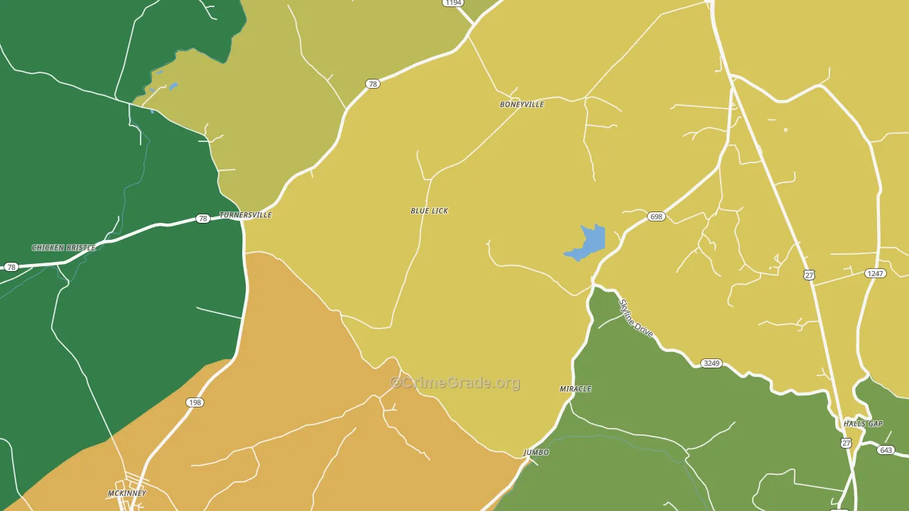 Turnersville, KY Map of Arson Rates