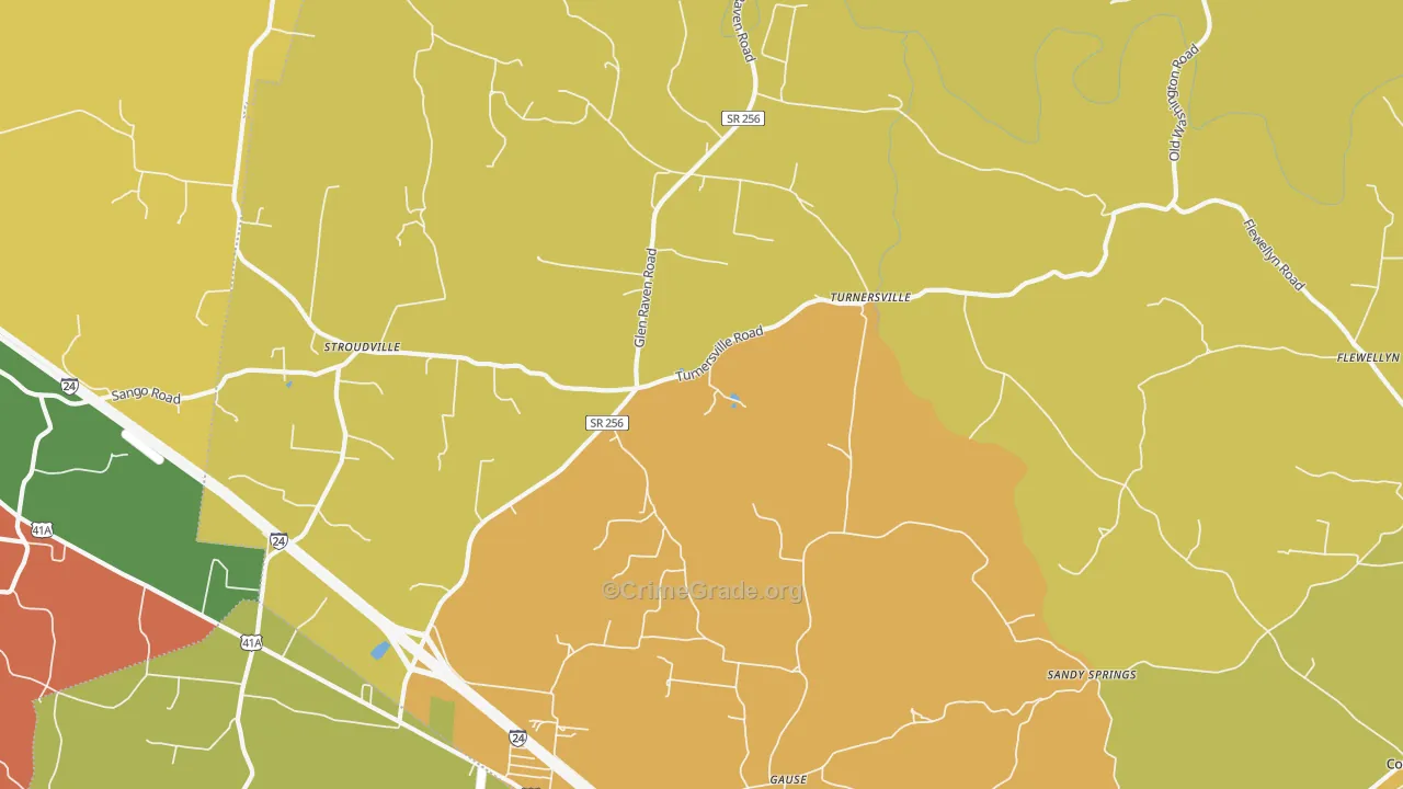 Turnersville, TN Map of Arson Rates