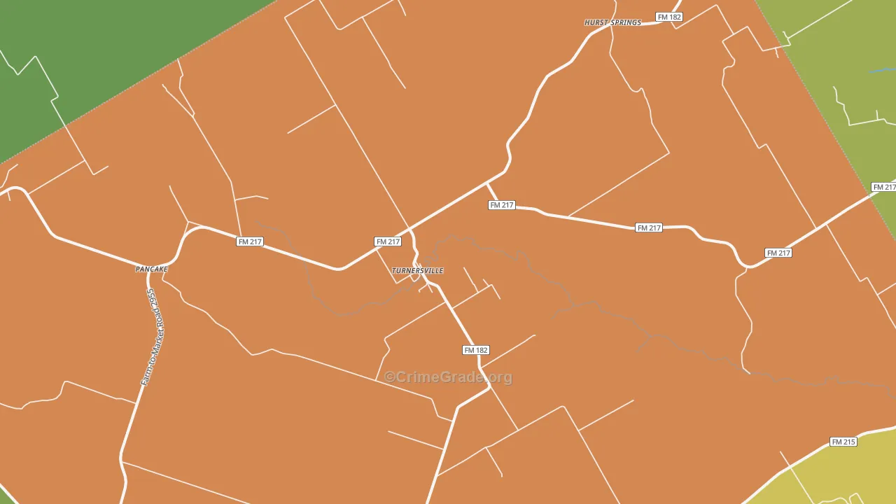 Turnersville, TX Map of Arson Rates