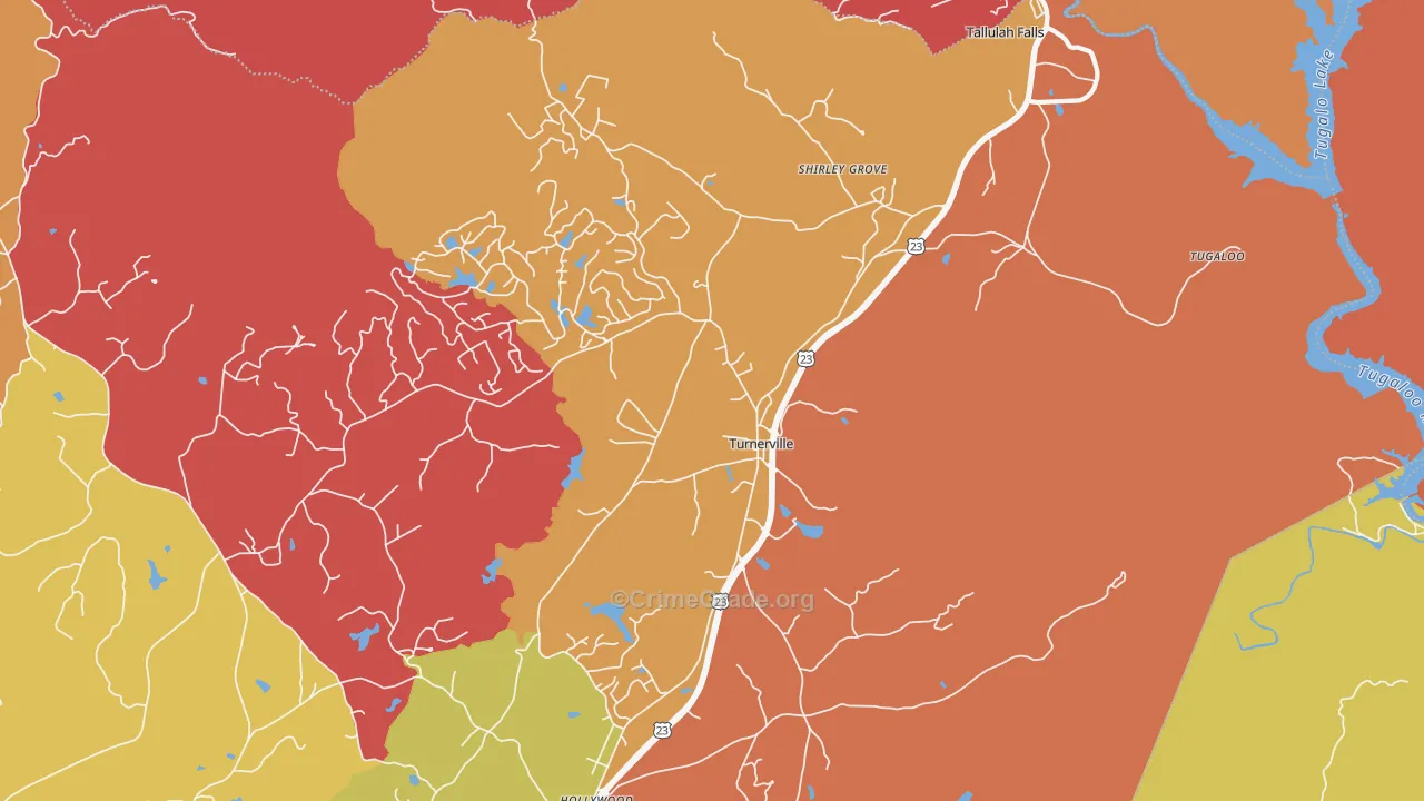 Turnerville, GA Map of Arson Rates
