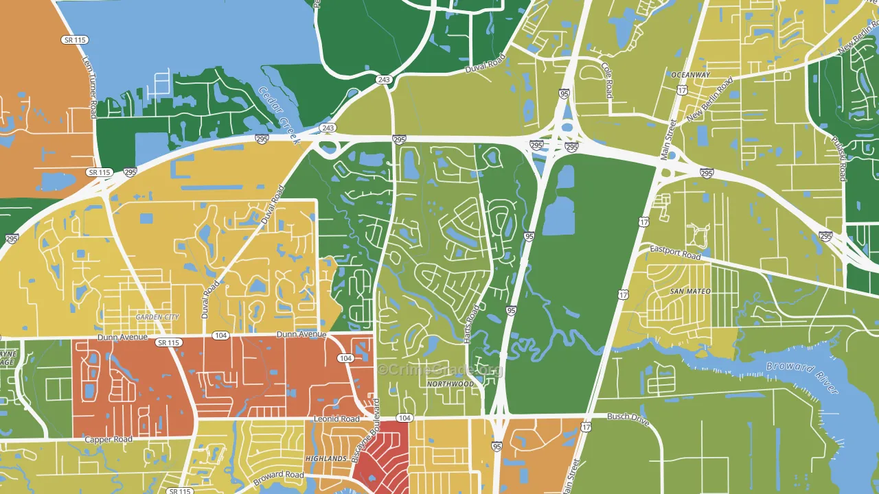 Turtle Creek, Jacksonville, FL Map of Arson Rates