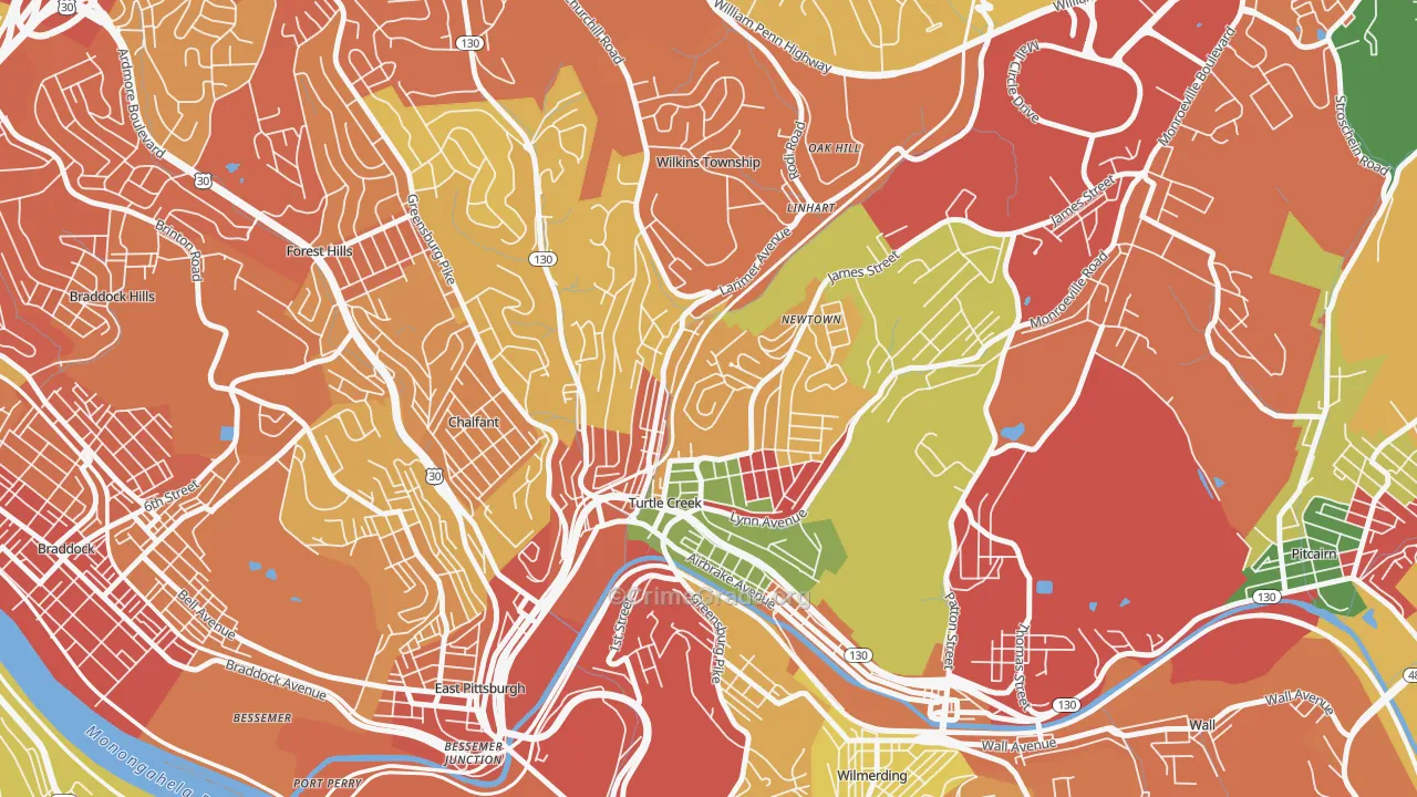Turtle Creek, PA Map of Arson Rates