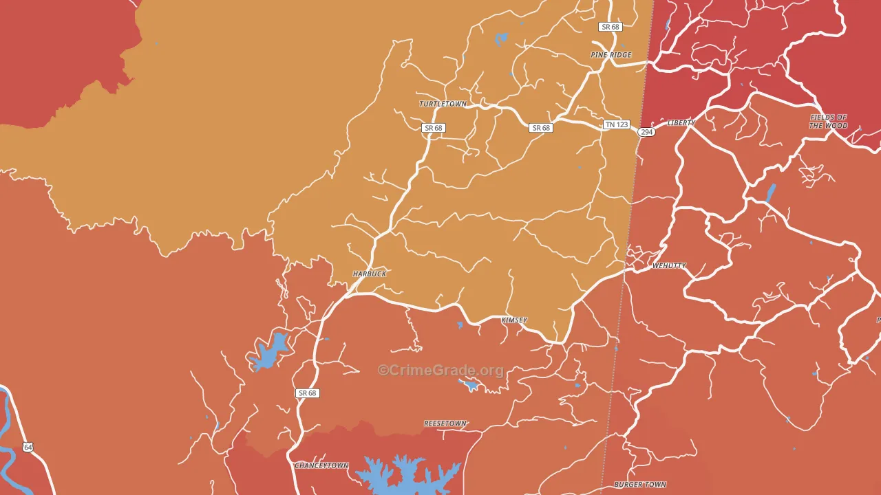 Turtletown, TN Map of Arson Rates