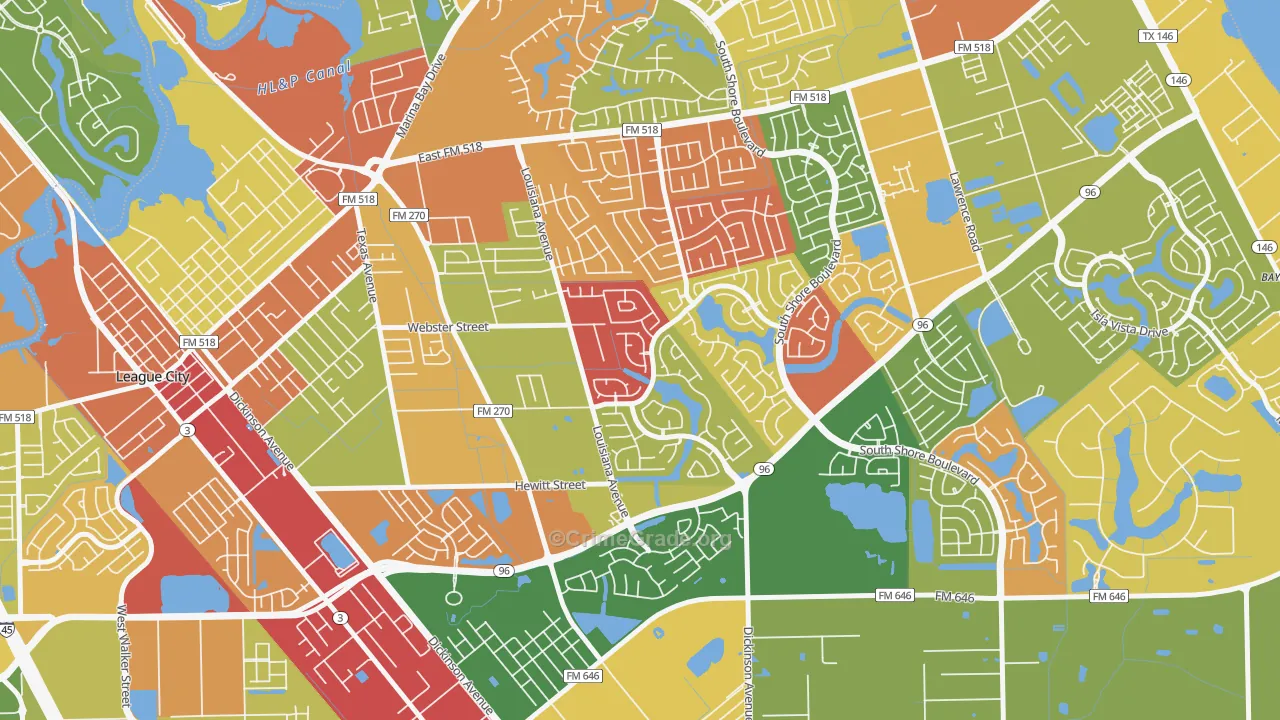 Tuscan Lakes, League City, TX Map of Arson Rates