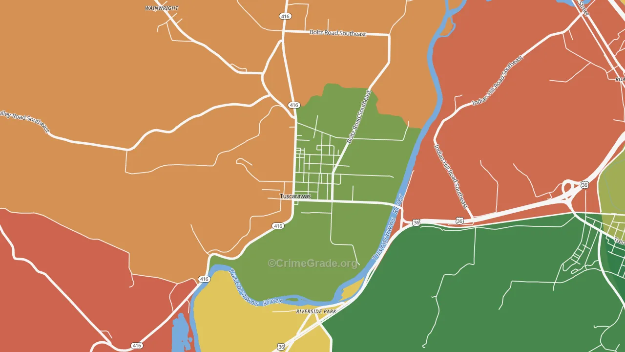 Tuscarawas, OH Map of Arson Rates