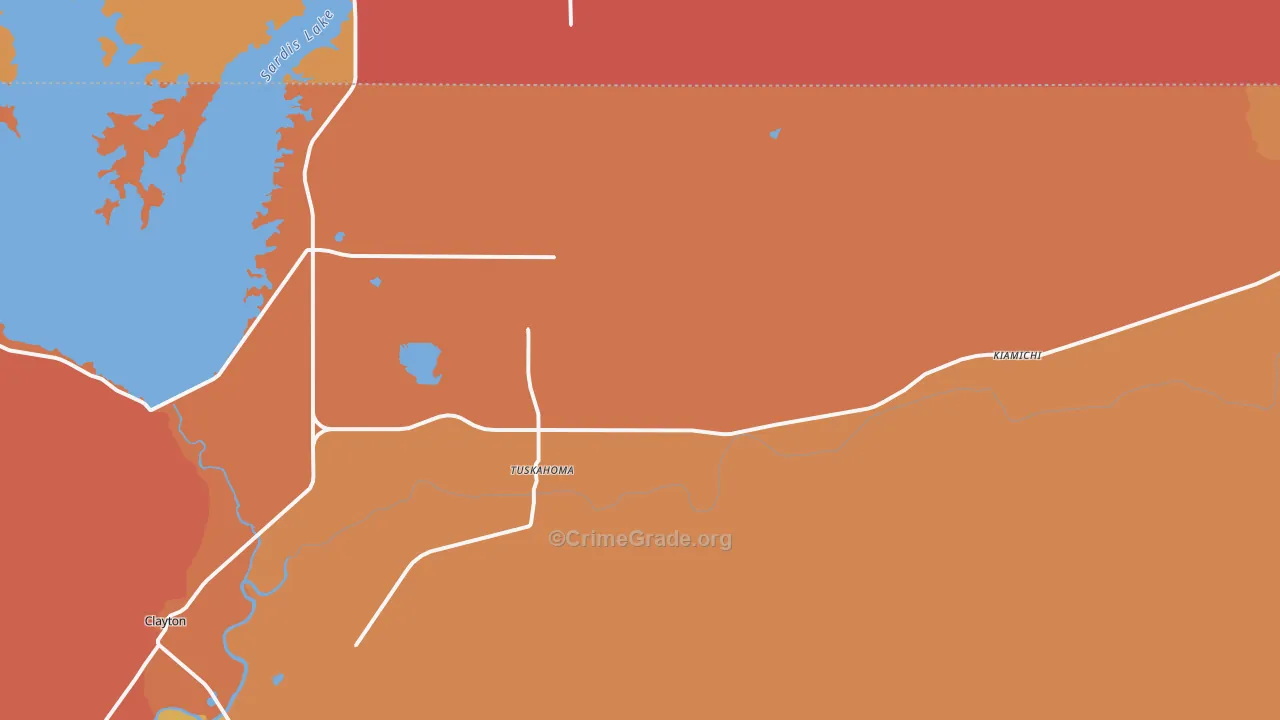 Tuskahoma, OK Map of Arson Rates