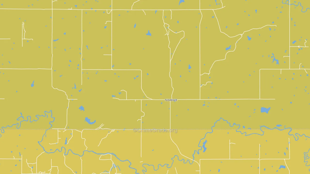 Tuskegee, OK Map of Arson Rates