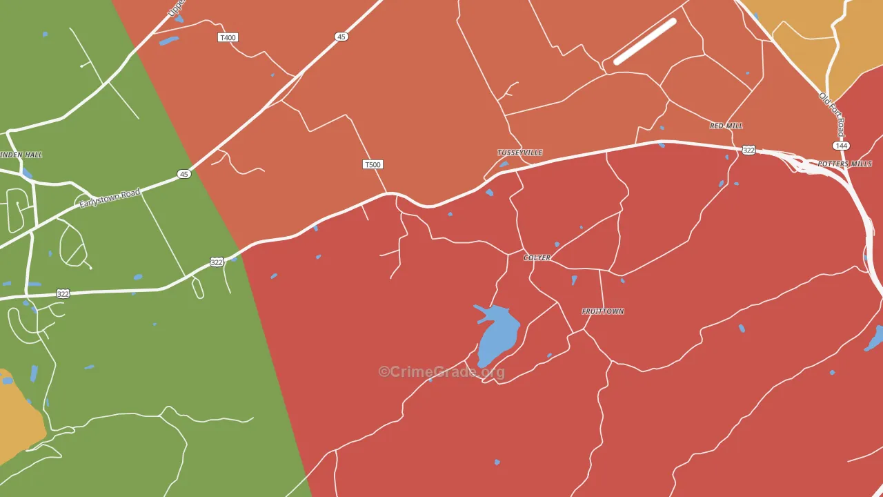 Tusseyville, PA Map of Arson Rates