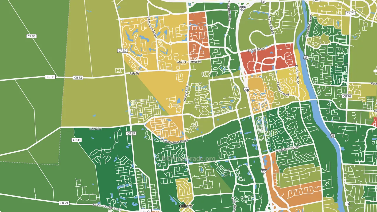 Tuttle West, Dublin, OH Map of Arson Rates