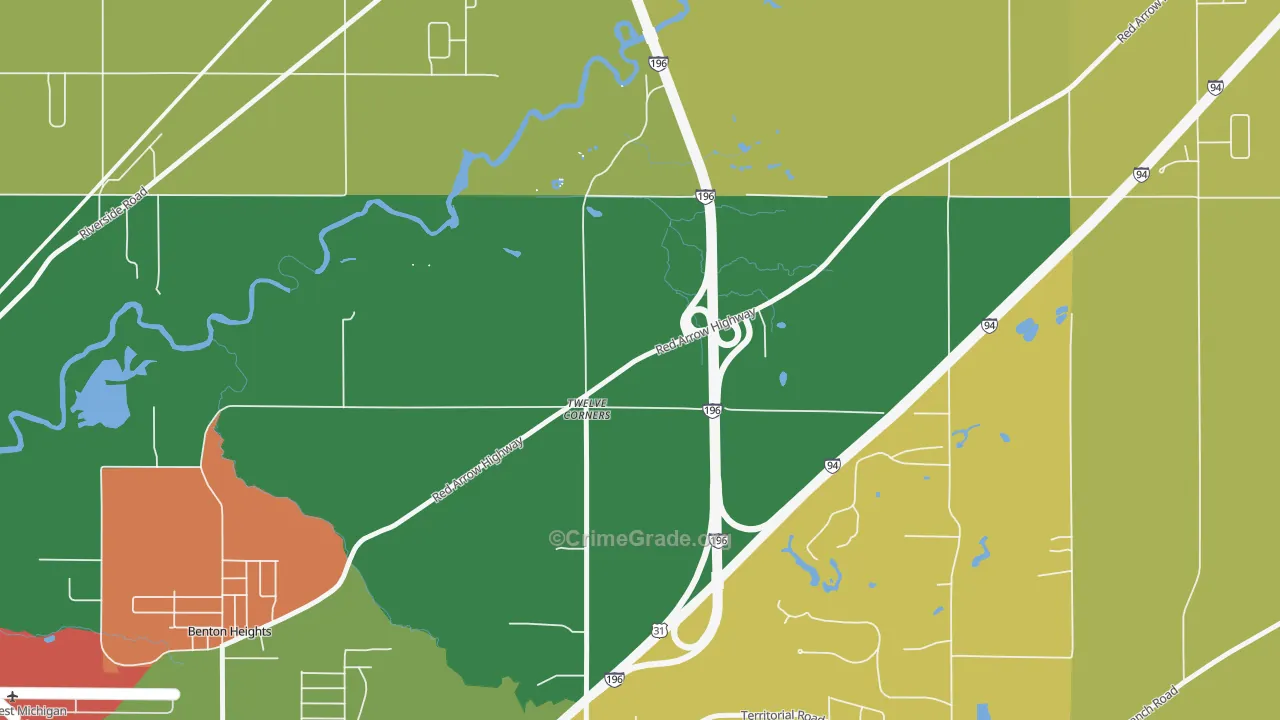 Twelve Corners, MI Map of Arson Rates