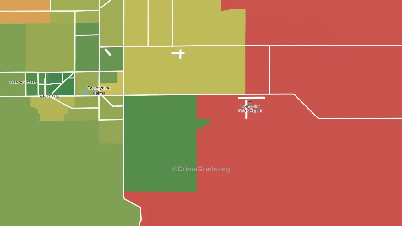 Twentynine Palms Marine Corps Base, CA Map of Arson Rates