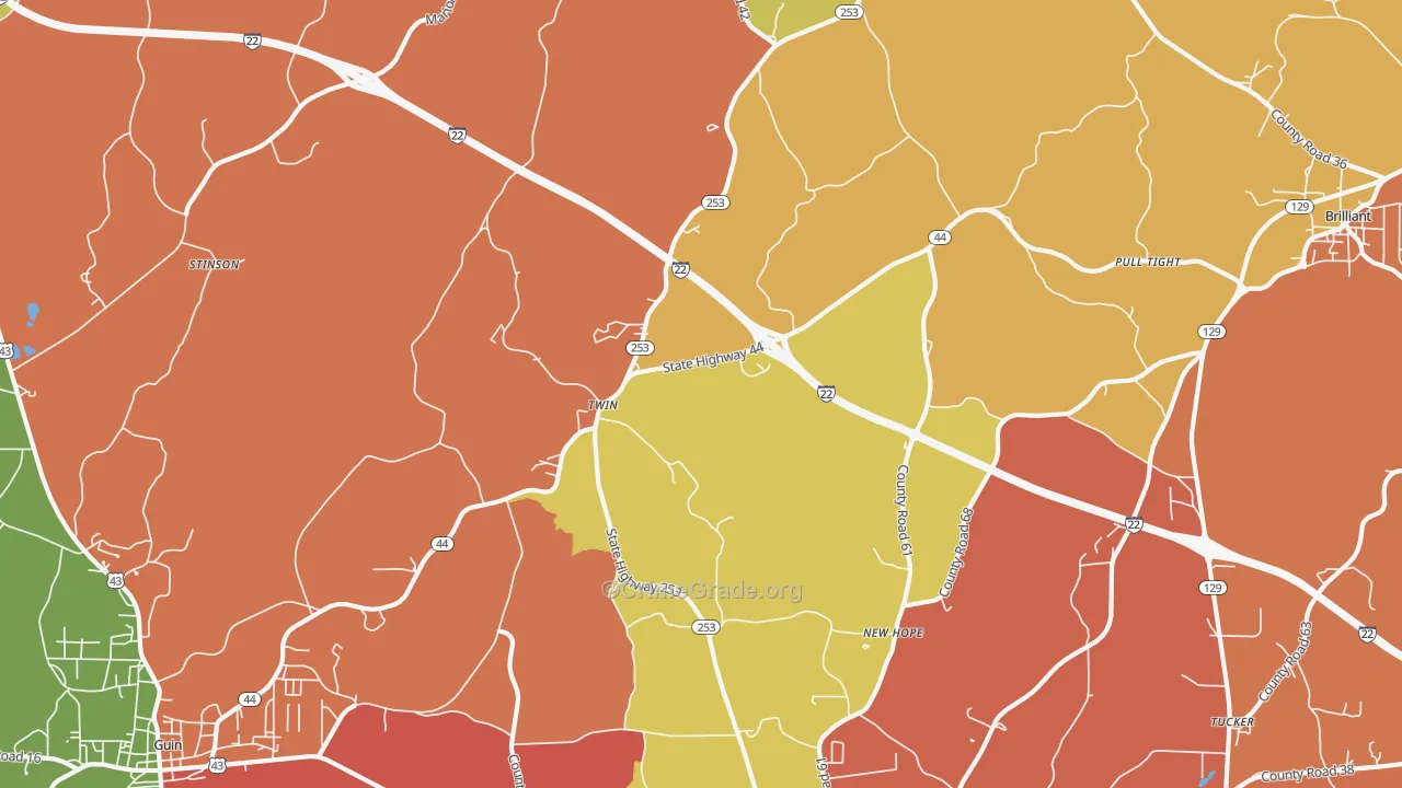 Twin, AL Map of Arson Rates