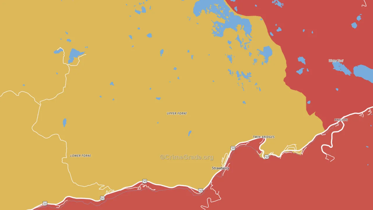 Twin Bridges, CA Map of Arson Rates