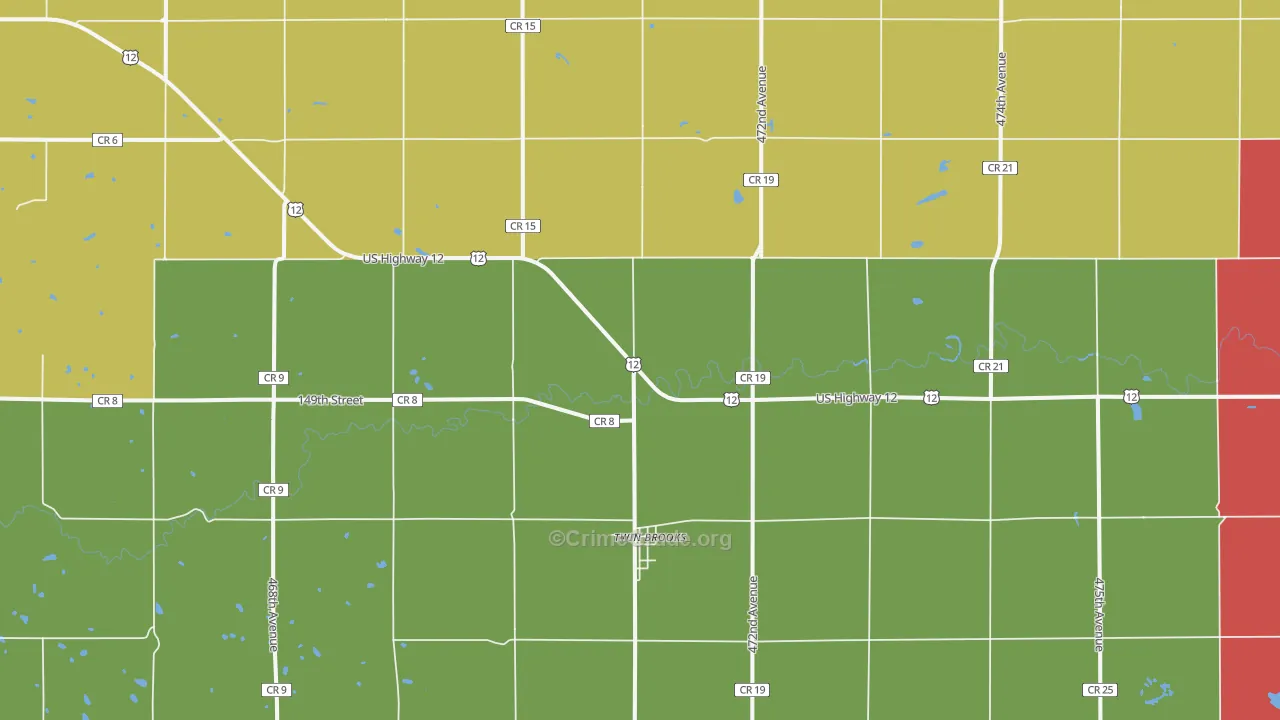 Twin Brooks, SD Map of Arson Rates