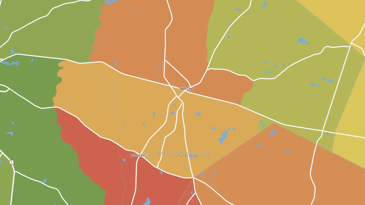 Twin City, GA Map of Arson Rates