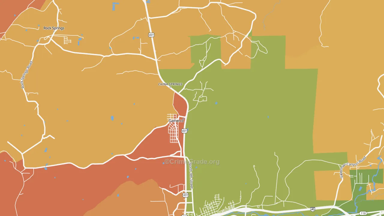 Twin Lakes, NM Map of Arson Rates