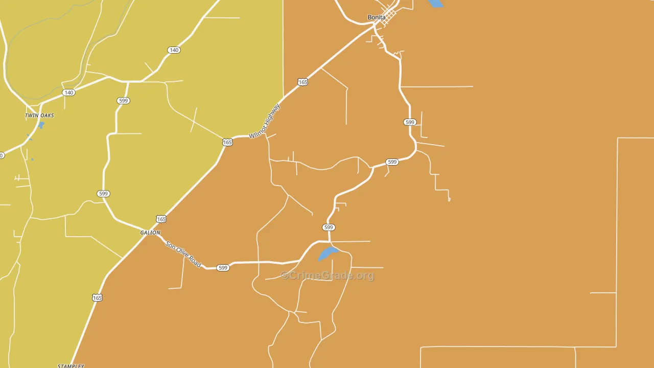 Twin Oaks, LA Map of Arson Rates