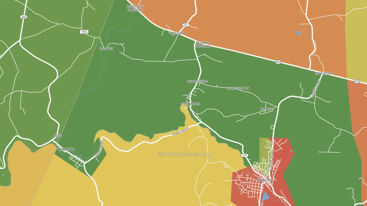 Twin Rocks, PA Map of Arson Rates