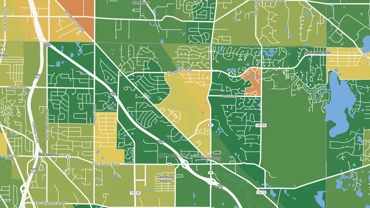 Twinsburg, OH Map of Arson Rates