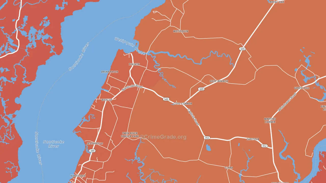 Tyaskin, MD Map of Arson Rates