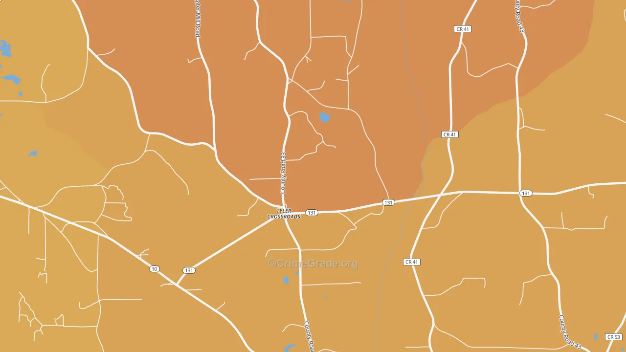 Tyler Crossroads, AL Map of Arson Rates