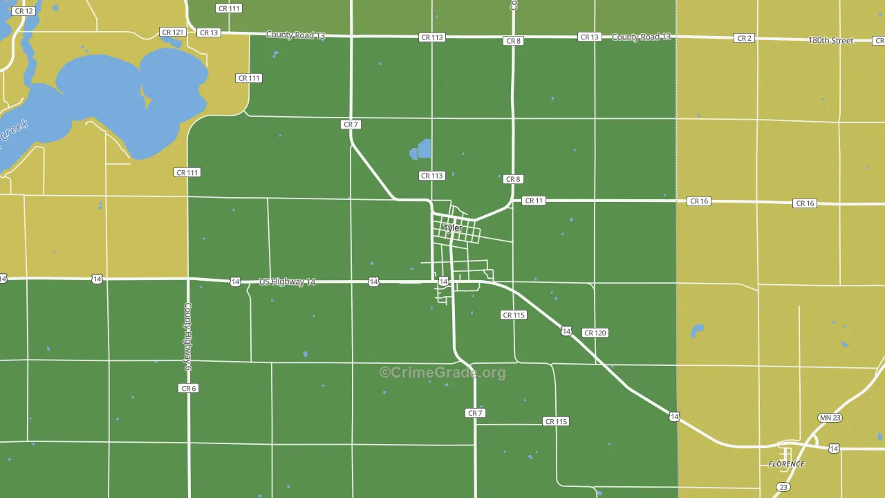 Tyler, MN Map of Arson Rates