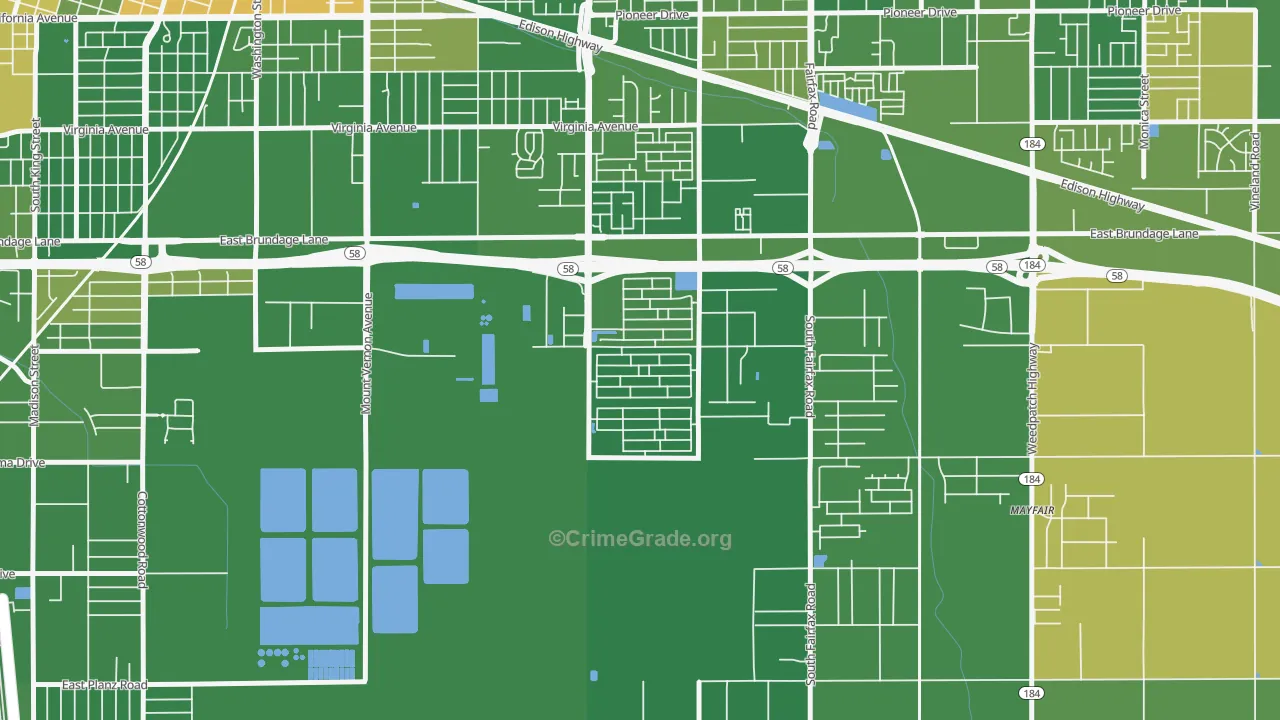 Tyner Homes, Bakersfield, CA Map of Arson Rates