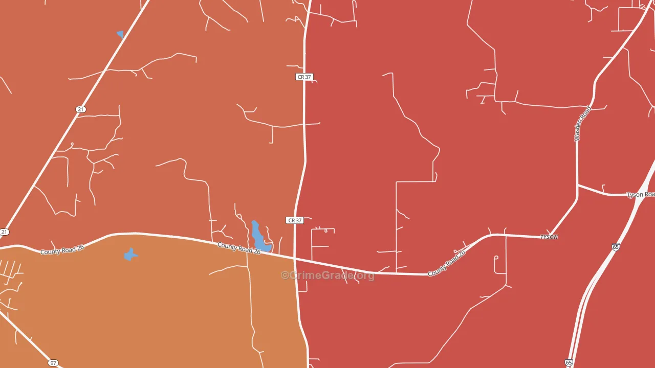 Tyson, AL Map of Arson Rates
