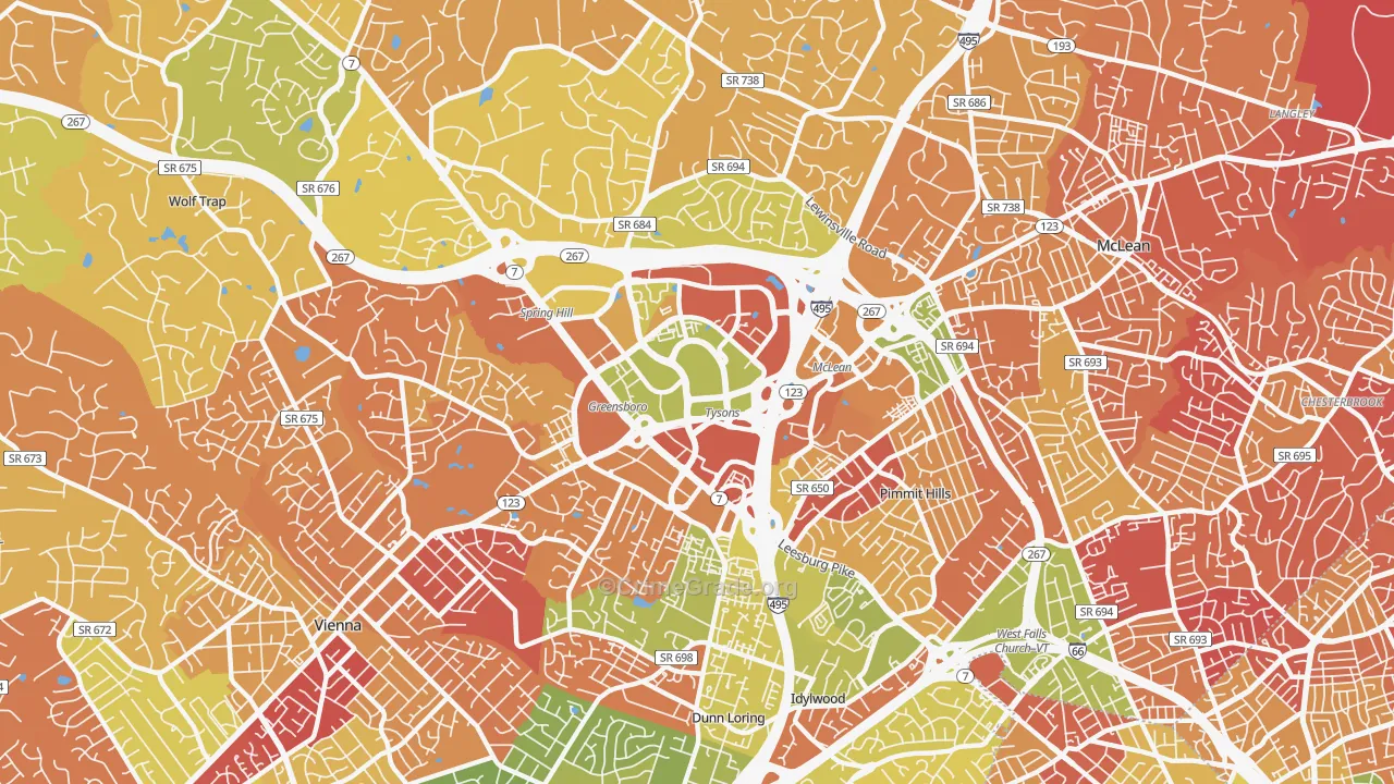 Tysons Corner, VA Map of Arson Rates