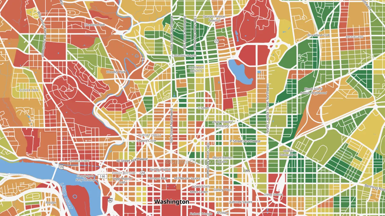 U Street Corridor, Washington, DC Map of Arson Rates