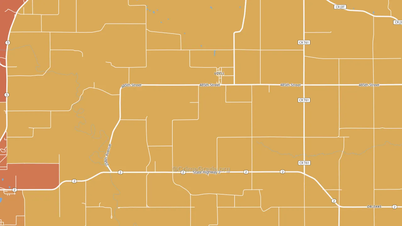 Udell, IA Map of Arson Rates