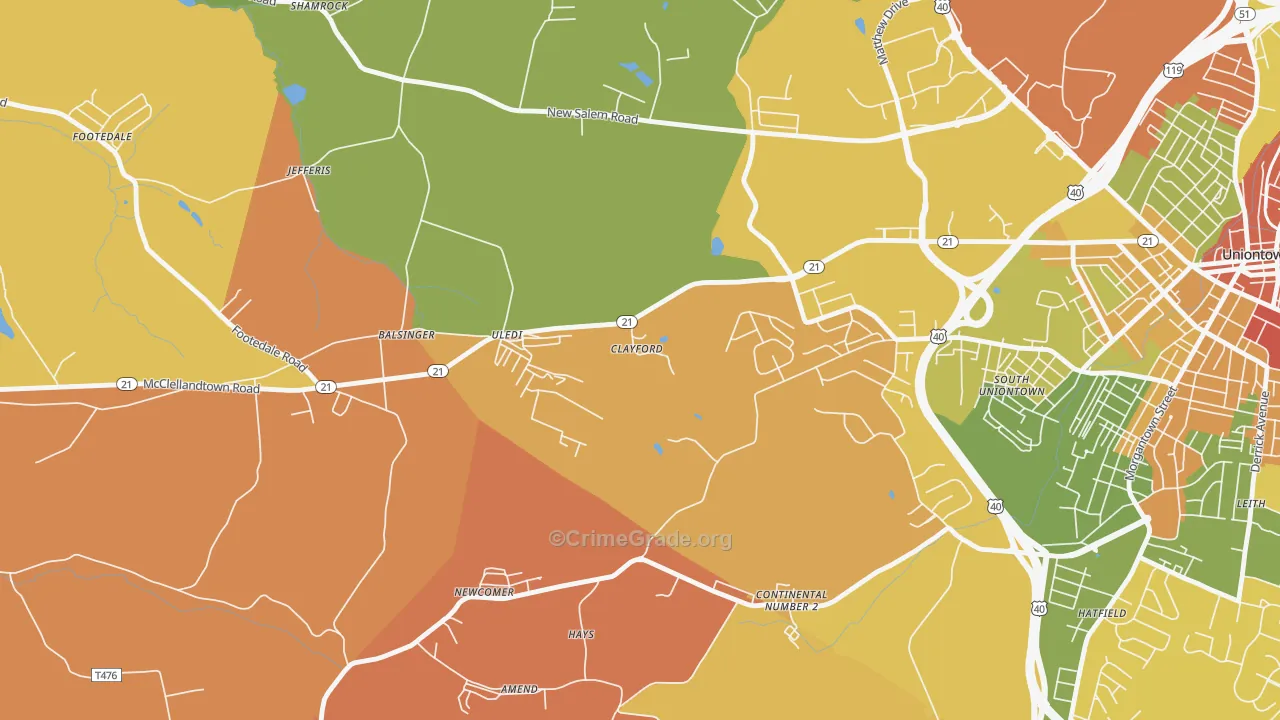Uledi, PA Map of Arson Rates