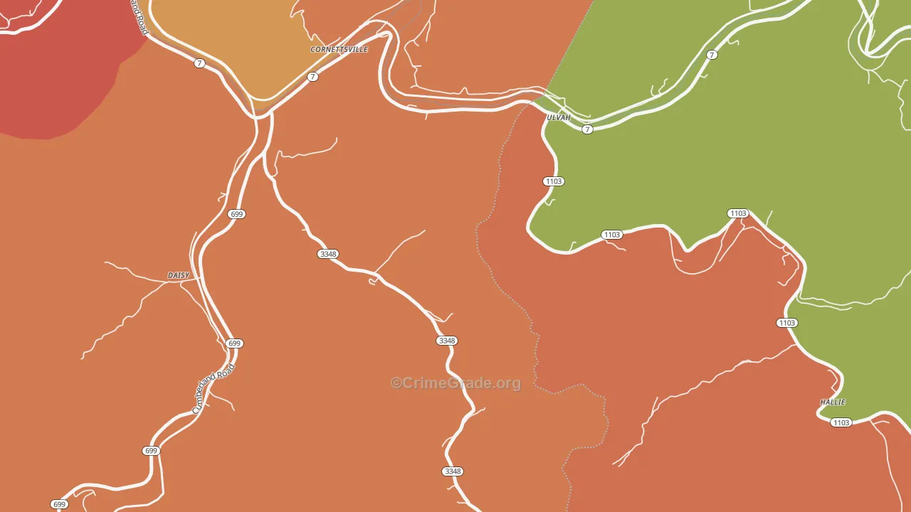 Ulvah, KY Map of Arson Rates