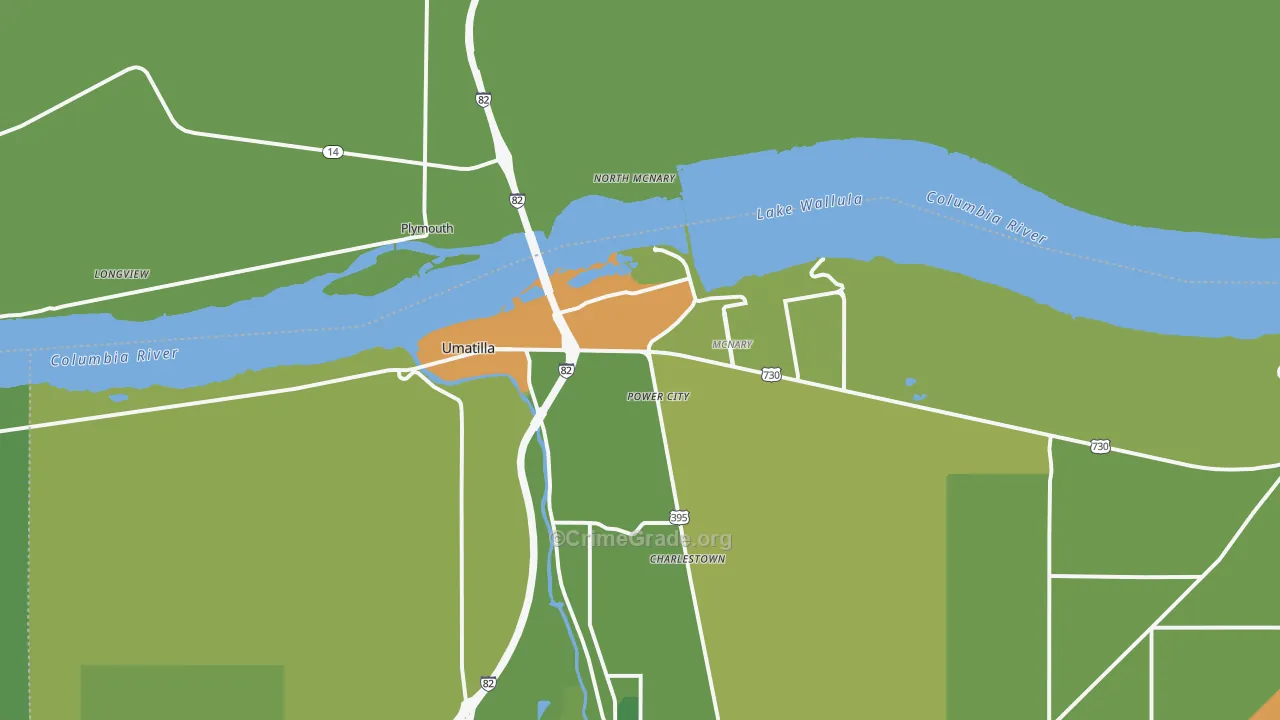 Umatilla, OR Map of Arson Rates