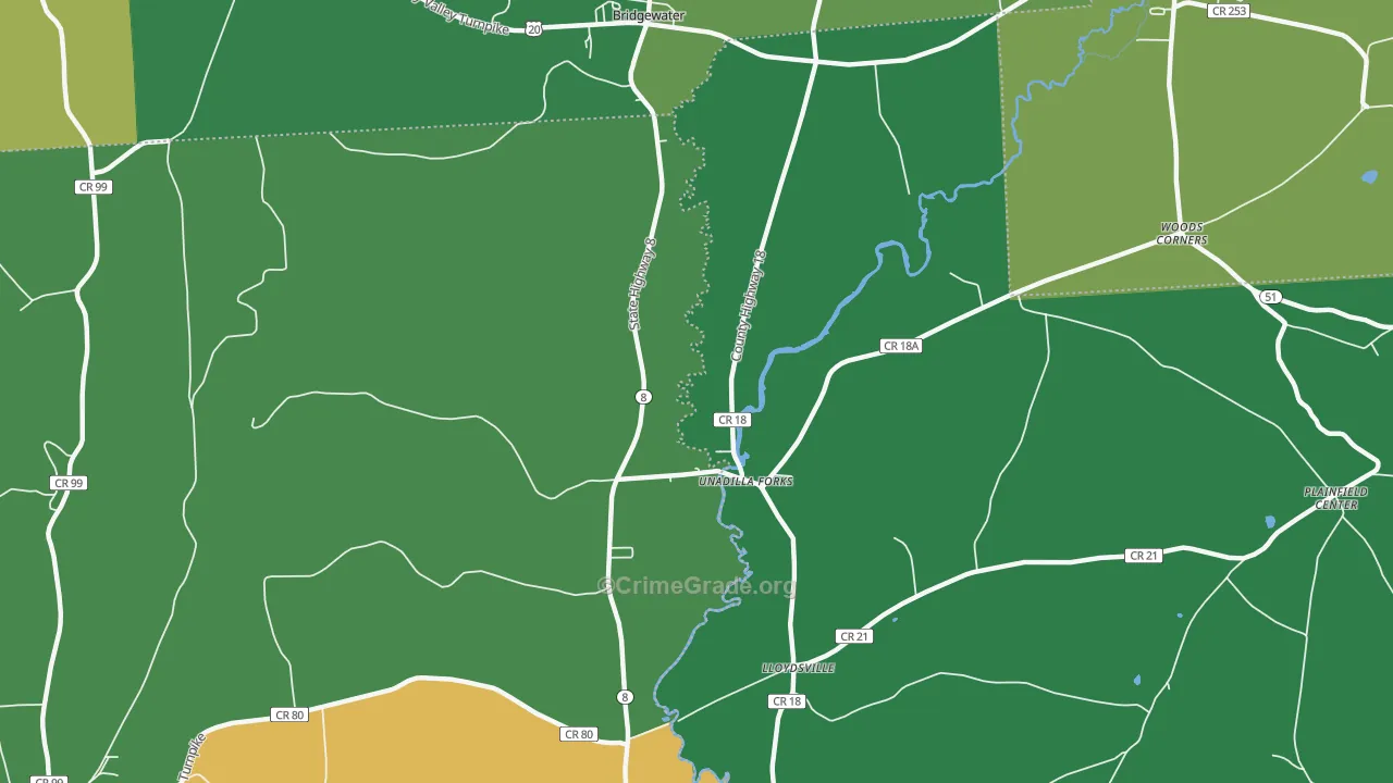Unadilla Forks, NY Map of Arson Rates