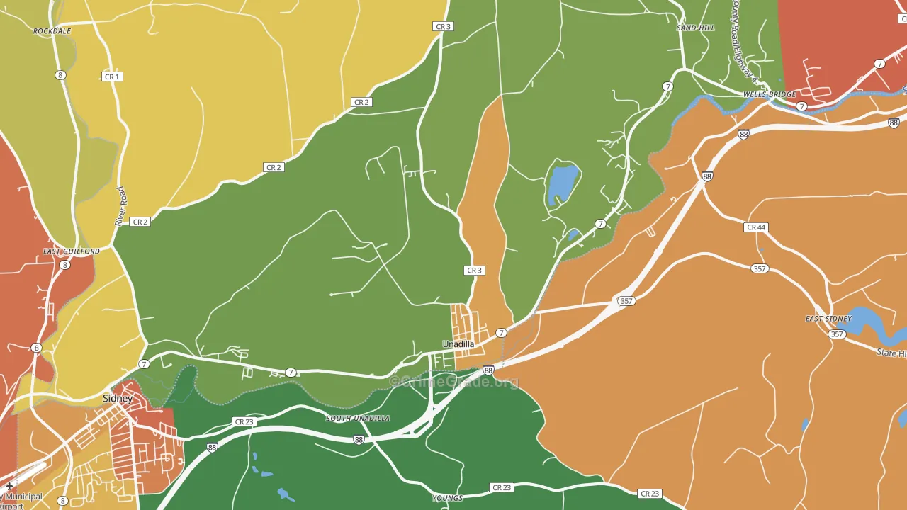 Unadilla, NY Map of Arson Rates