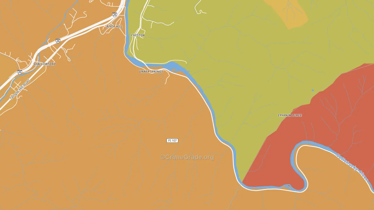 Unaka Springs, TN Map of Arson Rates