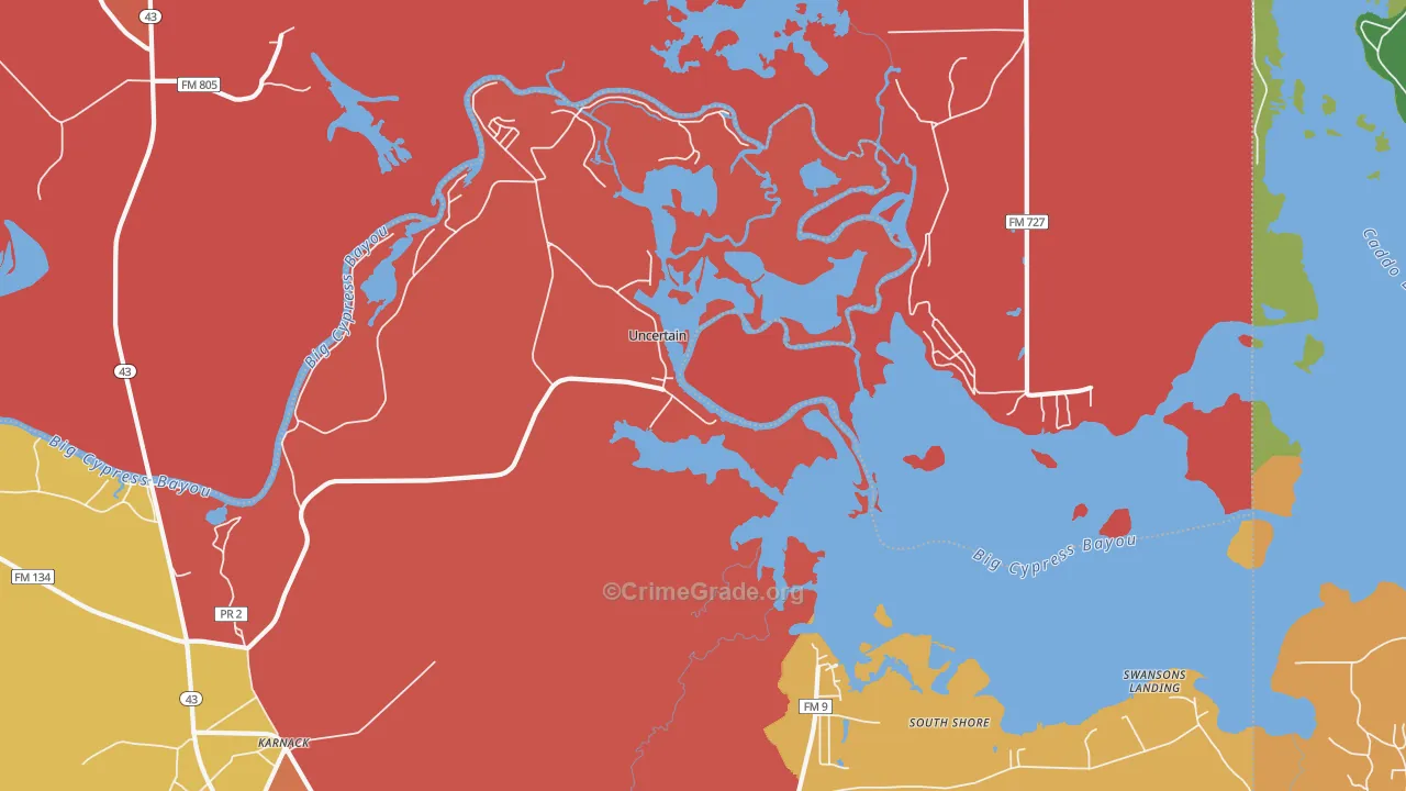 Uncertain, TX Map of Arson Rates
