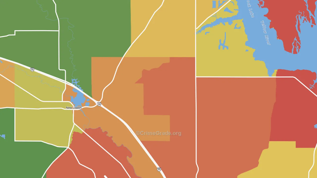 Union Center, WI Map of Arson Rates