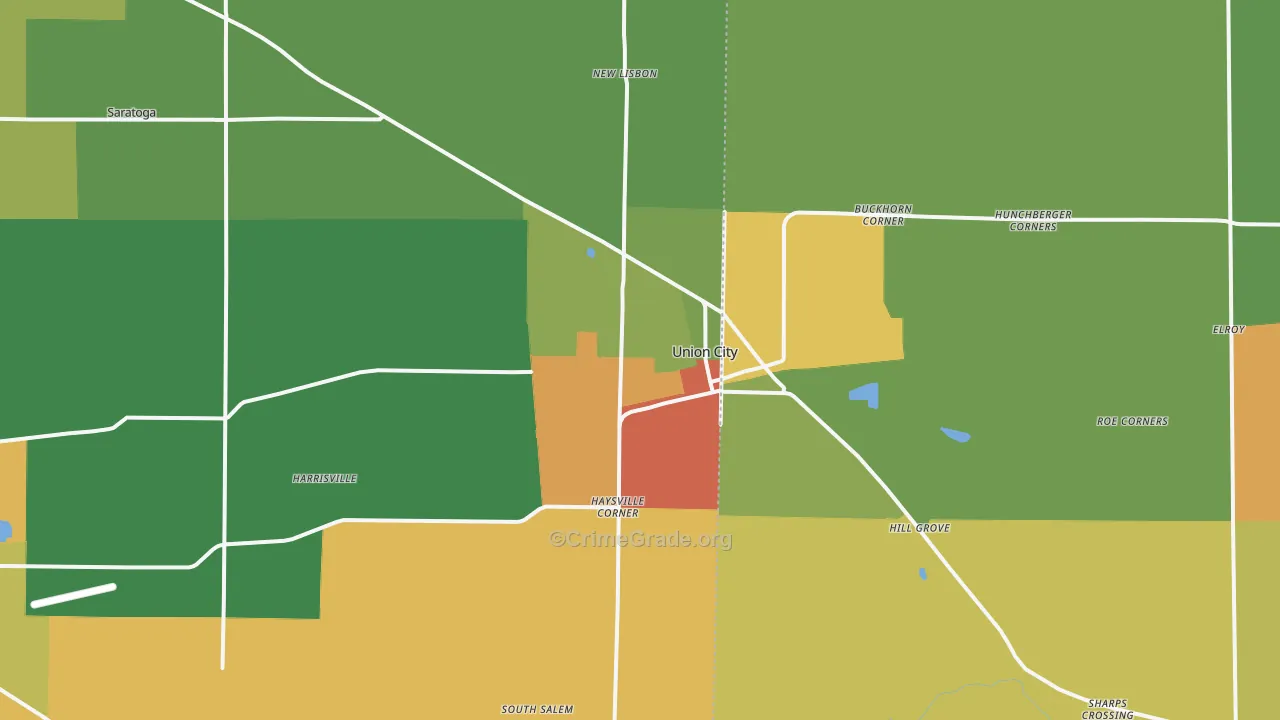 Union City, IN Map of Arson Rates