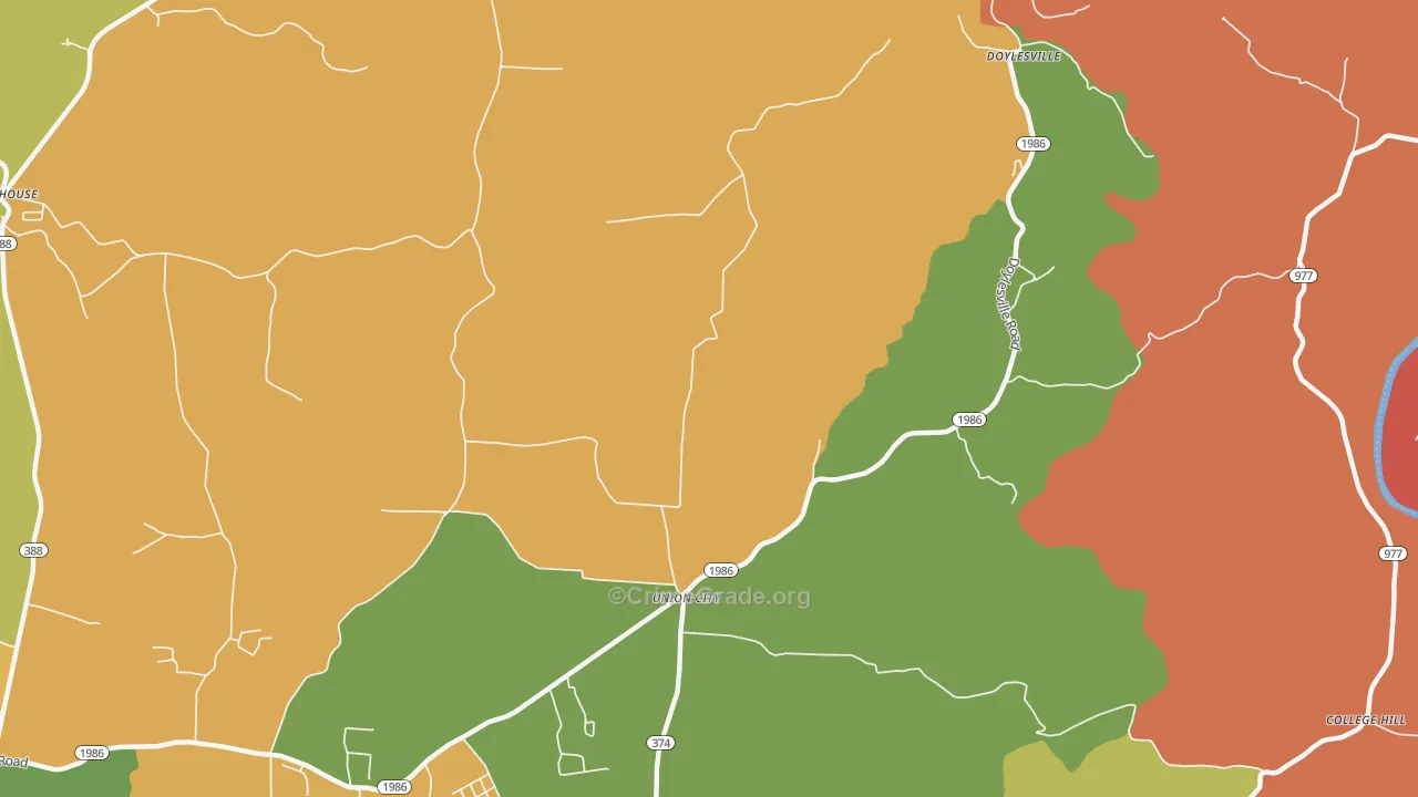 Union City, KY Map of Arson Rates