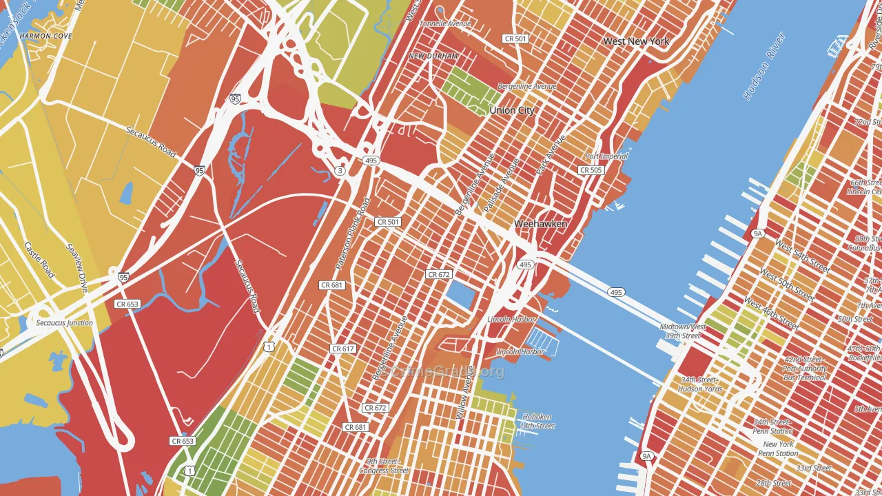 Union City, NJ Map of Arson Rates