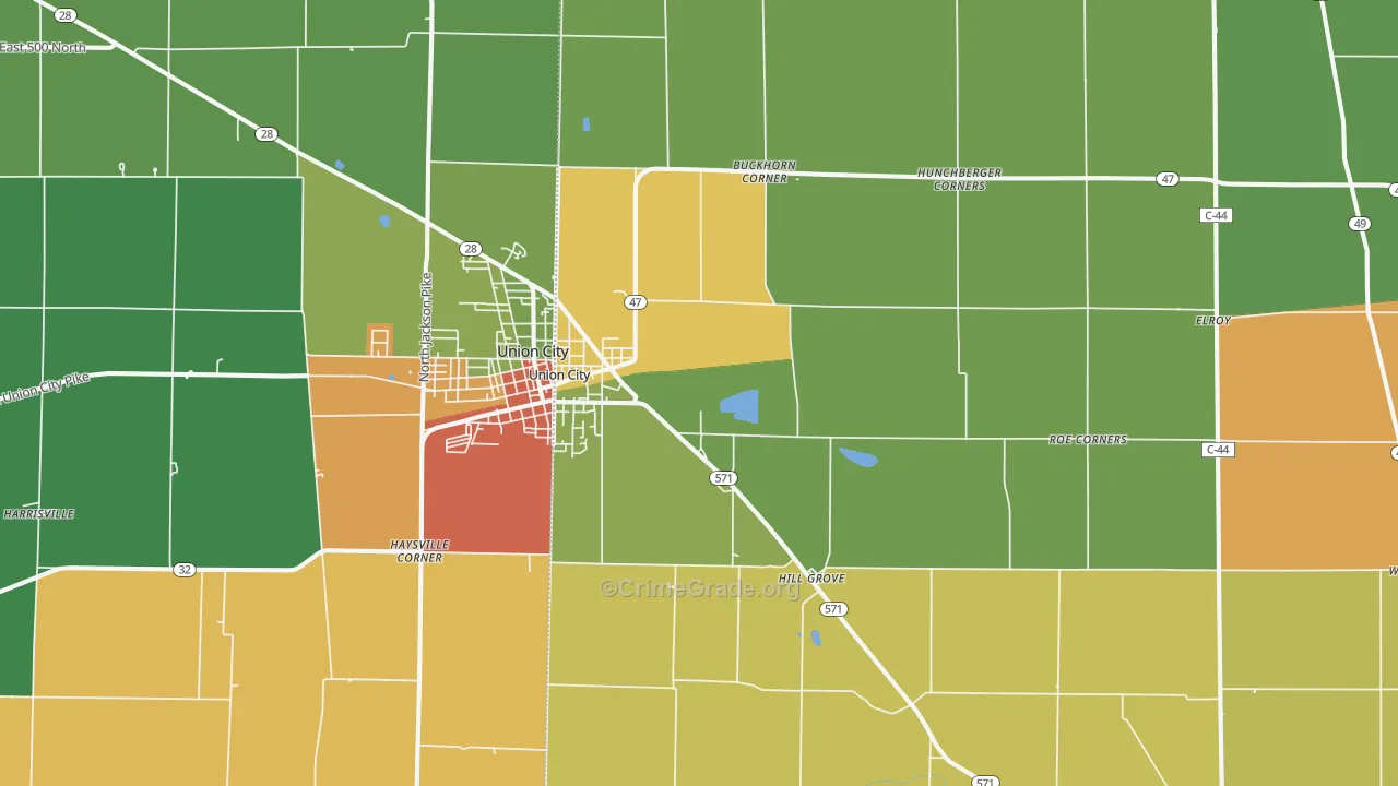 Union City, OH Map of Arson Rates