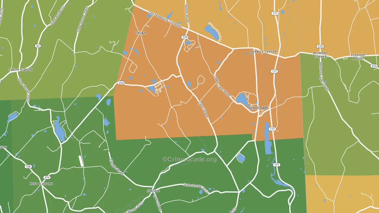 Union Dale, PA Map of Arson Rates