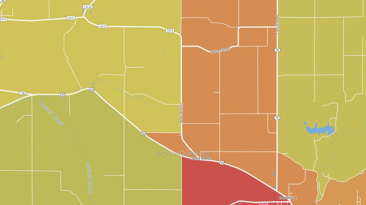 Union Grove, IL Map of Arson Rates