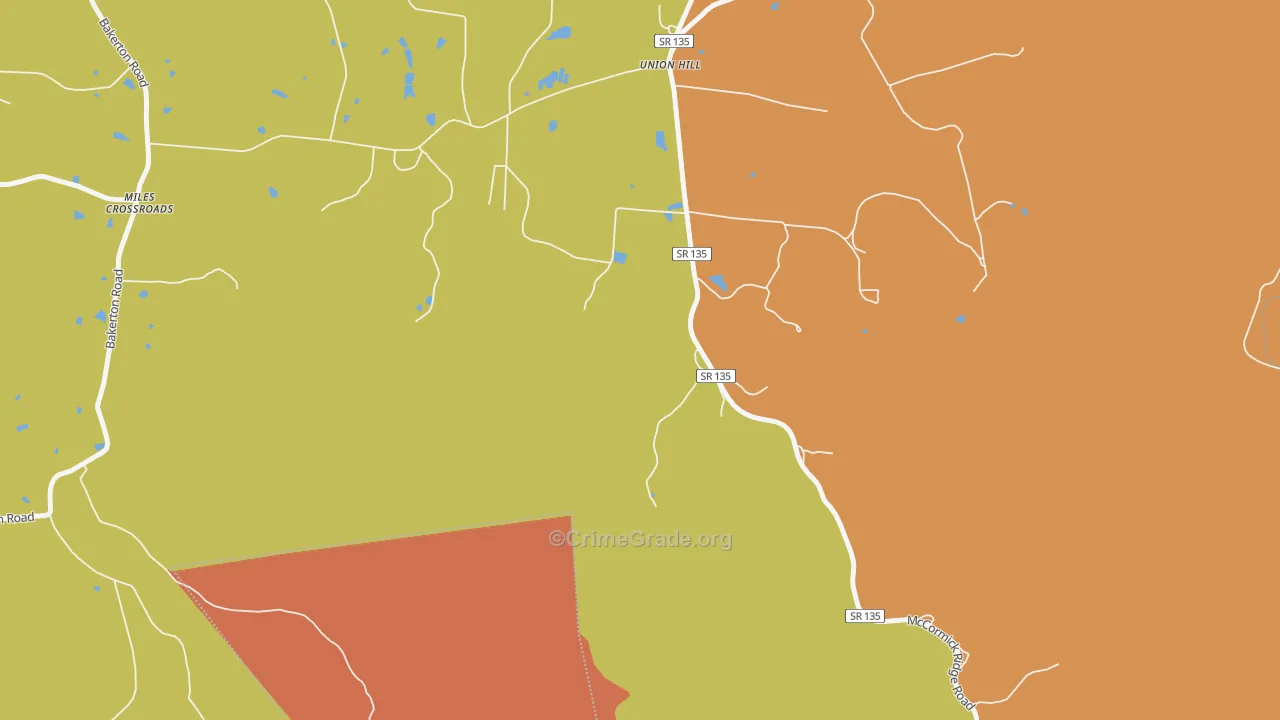 Union Hill, TN Map of Arson Rates
