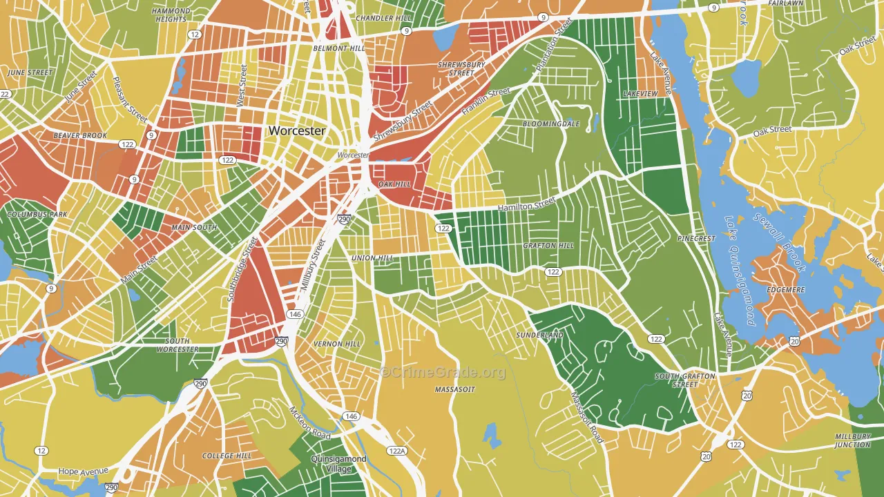 Union Hill, Worcester, MA Map of Arson Rates