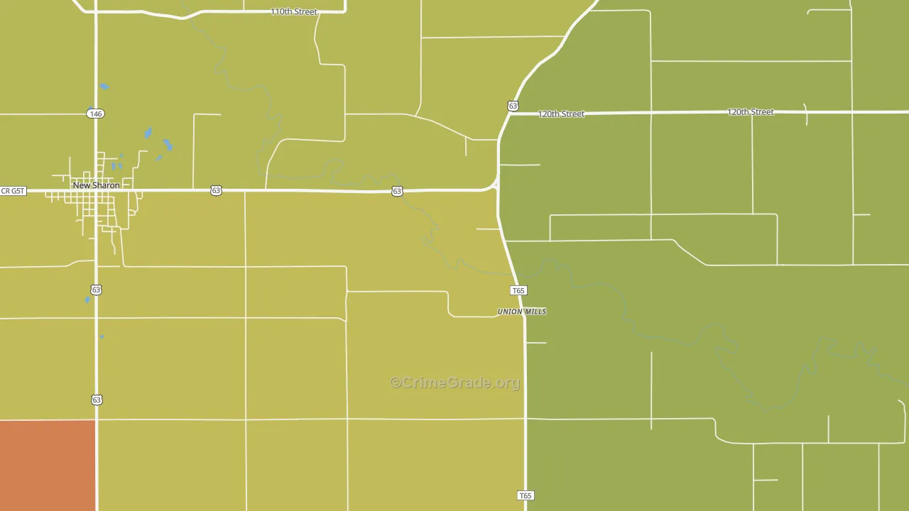 Union Mills, IA Map of Arson Rates