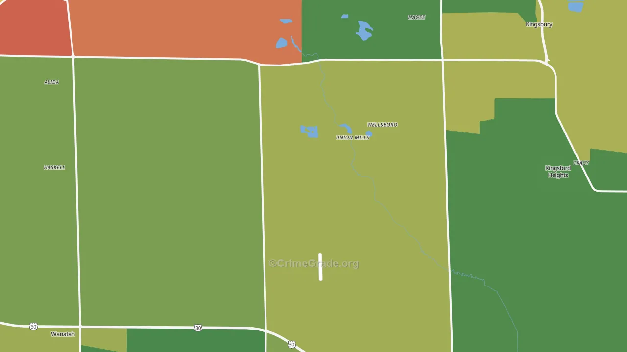 Union Mills, IN Map of Arson Rates